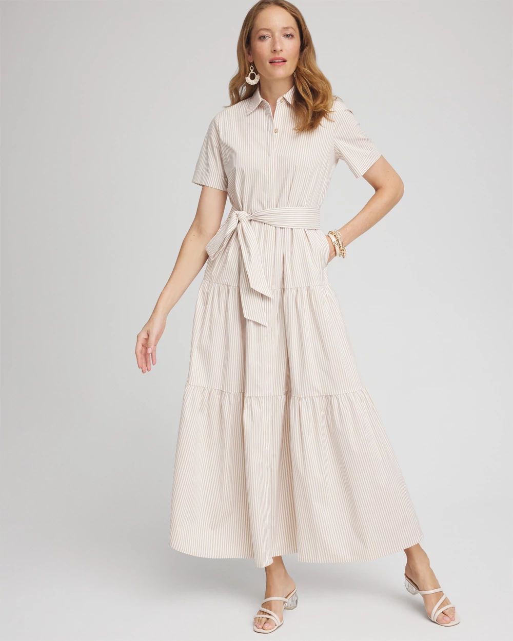 CHICLINE [チックライン] CAIRA STRIPE SHIRT DRESS Poplin Stripe Shirt Dress | Chico's